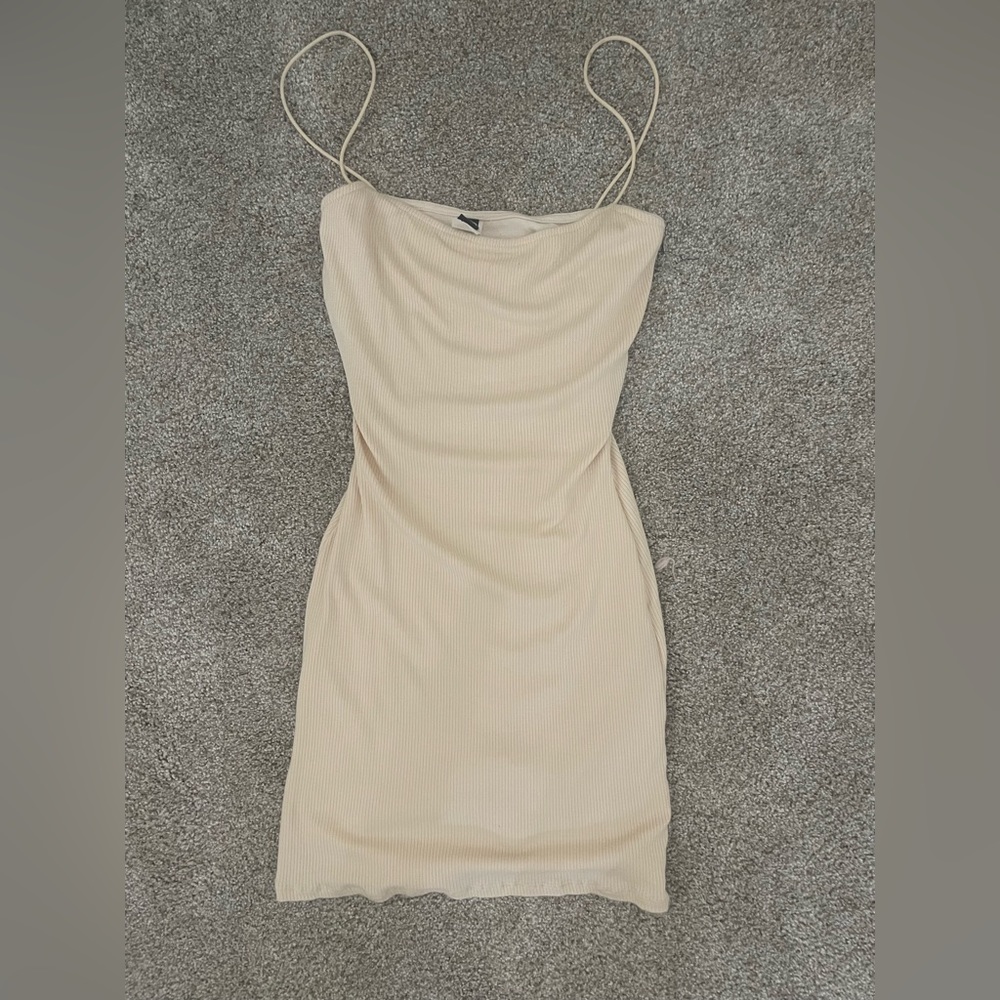 Windsor tan mini bodycon dress